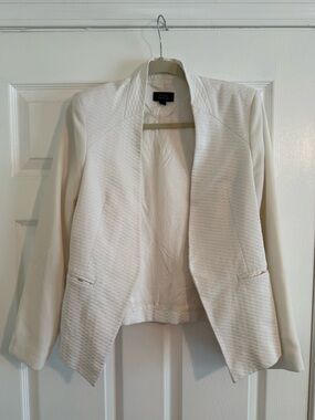 Topshop Cream Textured Open-Front Blazer